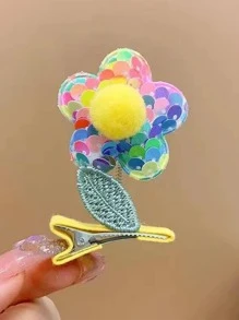 2 Miếng Trẻ em Đầy màu sắc Hoa Kẹp tóc Hoạt động Hoạt hình 3D Long lanh Phụ kiện tóc Dành cho Cô gái Đầm Party Đồ trang trí - Nhiều màu - Xem 3