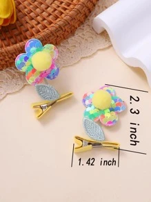 2 Miếng Trẻ em Đầy màu sắc Hoa Kẹp tóc Hoạt động Hoạt hình 3D Long lanh Phụ kiện tóc Dành cho Cô gái Đầm Party Đồ trang trí - Nhiều màu - Xem 2