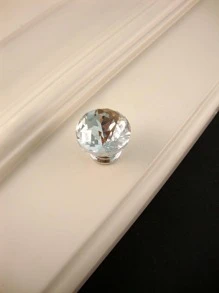 8pcs 2cm Clear Crystal Cabinet Knobs Handles Faux Diamond-Shaped Drawer Pulls - Silver - View 8