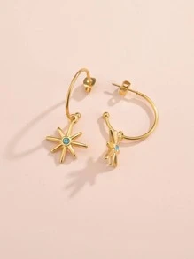 1 Đôi Thời Trang Bằng Thép Không Gỉ Kim Cương Giả Trang Trí Ngôi Sao Bông Tai Giọt Cho Nữ Cho Kỳ Nghỉ - Vàng - Xem 4