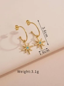 1 Đôi Thời Trang Bằng Thép Không Gỉ Kim Cương Giả Trang Trí Ngôi Sao Bông Tai Giọt Cho Nữ Cho Kỳ Nghỉ - Vàng - Xem 5