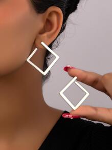 1 par de pendientes cuadrados de hierro minimalistas y modernos para mujer, joyería para fiestas y uso diario