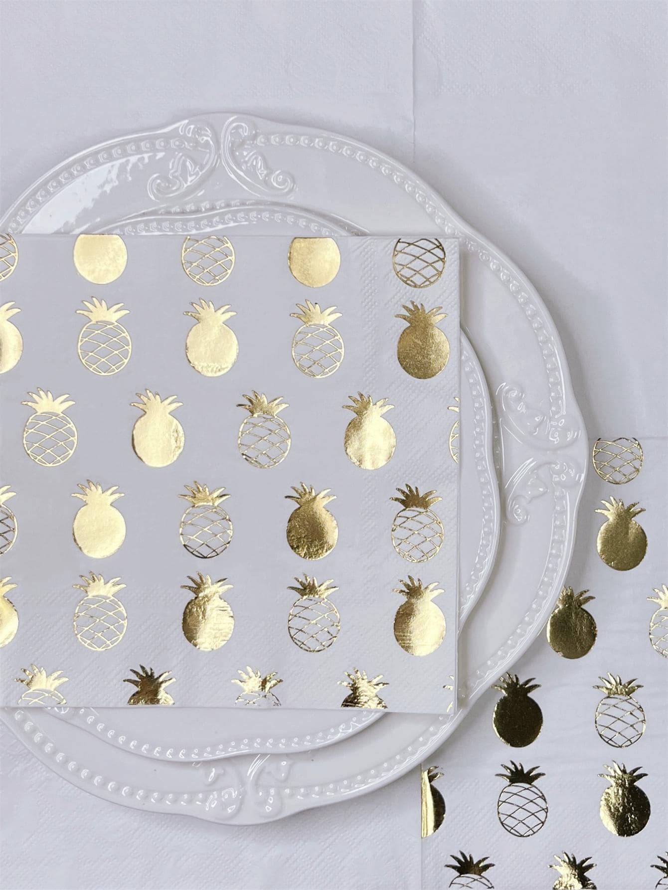 16 gói Khăn giấy dùng một lần họa tiết quả dứa, Khăn giấy trắng, Sử dụng cho tiệc tùng - trắng - Xem 1
