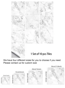 10pcs/20pcs Marble Pattern Ceramic Tile Stickers, Stickers, Wall Decal, Vinyl Decal For Home Decorations, Spring Decoration Items Refresh Your Home, Rama Decoration Stickers
