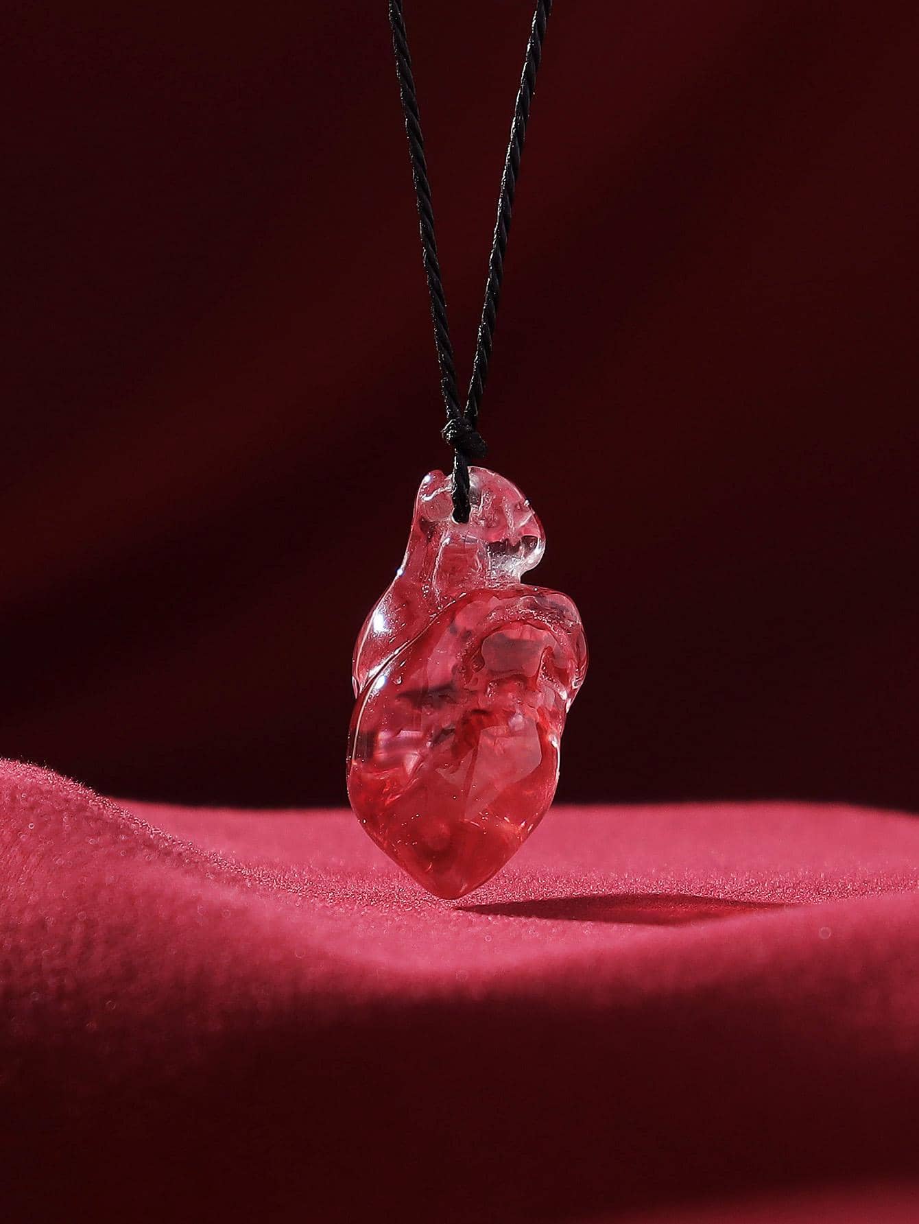 1pc Fashion Polyresin Heart Organ Pendant Necklace For Women For Daily Decoration - Red - View 1