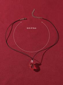 1pc Fashion Polyresin Heart Organ Pendant Necklace For Women For Daily Decoration - Red - View 3