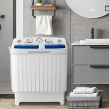 Costway Portable Mini Compact Twin Tub 17.6lb Washing Machine Washer Spin Dryer - 白色 - 查看 8