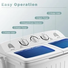 Costway Portable Mini Compact Twin Tub 17.6lb Washing Machine Washer Spin Dryer - 白色 - 查看 6