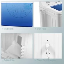 Costway Portable Mini Compact Twin Tub 17.6lb Washing Machine Washer Spin Dryer - 白色 - 查看 7