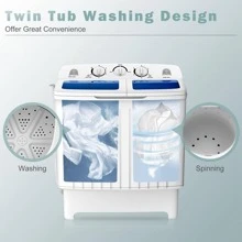 Costway Portable Mini Compact Twin Tub 17.6lb Washing Machine Washer Spin Dryer - 白色 - 查看 3