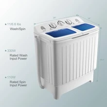 Costway Portable Mini Compact Twin Tub 17.6lb Washing Machine Washer Spin Dryer - 白色 - 查看 9