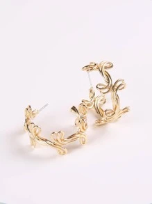 1 Đôi Thời Trang Hợp Kim Kẽm Thiết Kế Xoắn Vòng Đeo Tay Đôi Khuyên Tai Vòng Cho Nữ Trang Trí Hàng Ngày - Vàng - Xem 3