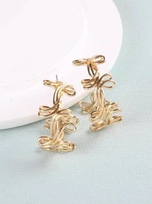 1 Đôi Thời Trang Hợp Kim Kẽm Thiết Kế Xoắn Vòng Đeo Tay Đôi Khuyên Tai Vòng Cho Nữ Trang Trí Hàng Ngày - Vàng - Xem 5