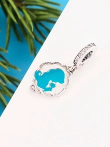 1入組創意方晶鋯石裝飾標語細節幾何純銀DIY吊墜適合女士DIY首飾製作 - 銀色 - 查看 3