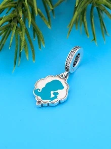 1入組創意方晶鋯石裝飾標語細節幾何純銀DIY吊墜適合女士DIY首飾製作 - 銀色 - 查看 4