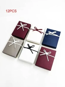 12pcs Bow Decor Jewelry Storage Box - White - View 2