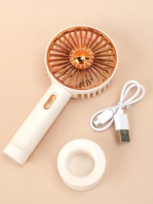 1pc Plastic Mini Fan, Modernist Portable Handheld Fan For Home, School - Beige - View 2