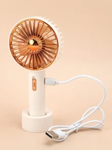 1pc Plastic Mini Fan, Modernist Portable Handheld Fan For Home, School - Beige - View 3