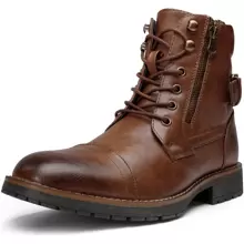 SHOESMALL Men's Boots Boots For Men Casual Boots Motorcycle Combat Ankle Dress Boots Mens - 鏽棕色 - 查看 1