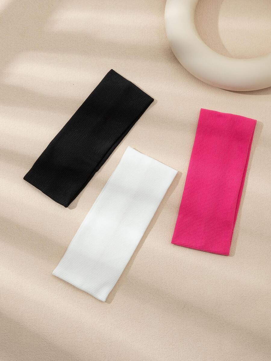 3 chiếc dây buộc tóc trơn đơn giản cho nữ, dùng cho thể thao khi trở lại trường, tập thể dục - Nhiều màu - Xem 1