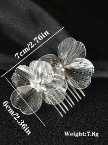 1pc Women's Silver Alloy Flower Shaped Hair Comb For Bridal Wedding, Party And Gathering Elegant Valentine's Day Valentines,Hair Accessories,Bride Hair Styling, Side Comb