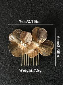 1pc Handmade Alloy Flower Hair Comb Accessory, For Daily Wear & Party, Hair Accessories