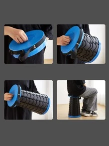 1入組雙色可折疊便攜式戶外野營凳子 - 黑色 - 查看 4