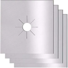 4 Packs Stove Burner Covers Gas Stove Protectors 0.2mm Double Thickness, Reusable Non-Stick, Fast Clean Liners For Kitchen And Cooking - Silver - View 1