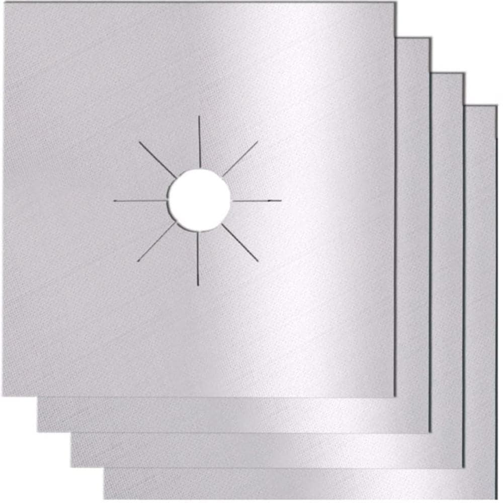 4 Packs Stove Burner Covers Gas Stove Protectors 0.2mm Double Thickness, Reusable Non-Stick, Fast Clean Liners For Kitchen And Cooking - Silver - View 1
