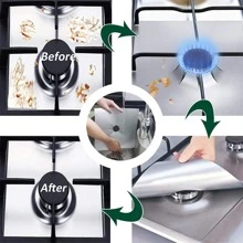 4 Packs Stove Burner Covers Gas Stove Protectors 0.2mm Double Thickness, Reusable Non-Stick, Fast Clean Liners For Kitchen And Cooking - Silver - View 2