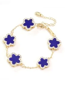 1 Thời Trang Hợp Kim Kẽm Kim Cương Giả & Hoa Trang Trí Vòng Tay Cho Nữ Dự Tiệc - Màu xanh lam - Xem 5