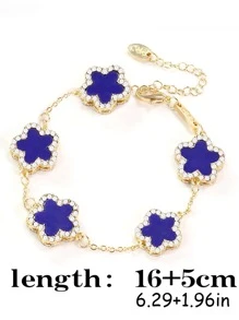 1 Thời Trang Hợp Kim Kẽm Kim Cương Giả & Hoa Trang Trí Vòng Tay Cho Nữ Dự Tiệc - Màu xanh lam - Xem 4