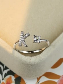 1 Thời Trang Đính Đá Cubic Zirconia Chữ Trang Trí Vòng Đeo Tay Cho Nữ Làm Quà Tặng - Bạc - Xem 2