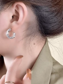 Bông tai kết cấu Cuff Hoop - Bạc - Xem 3