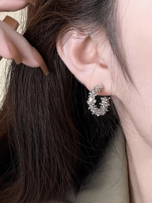 Bông tai kết cấu Cuff Hoop - Bạc - Xem 1