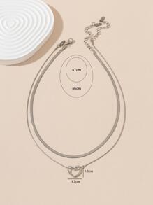 1入組愛心掛飾項鍊 - 銀色 - 查看 4