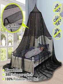 Luxury Mosquito Net For Double To King Size Bed Canopy | Camping Screen House | Finest Mesh – 300 Holes Per Square Inch, Easy To Install, Hanging Kit, Storage Bag Color Bed Canopywith Glow In The Dark Unicorns, Stars And Rainbows Fire Retardant Fabric - Black - View 5