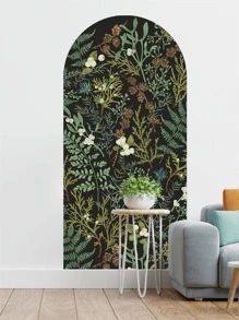 2 piezas/set PVC muro retro con patrón de planta Pegatina de pared para casa Decoración mural - Verde - Ver 6