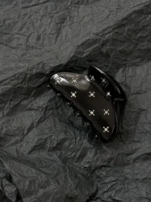 OUSEON 1個女士醋酸纖維夾子，黑色和鑲有閃石裝飾，休閒風格