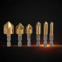 6入組/套6-19mm碳素鋼鑽頭經典90度套裝適用於家用的 - 黃色 - 查看 5