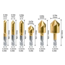 6入組/套6-19mm碳素鋼鑽頭經典90度套裝適用於家用的 - 黃色 - 查看 2