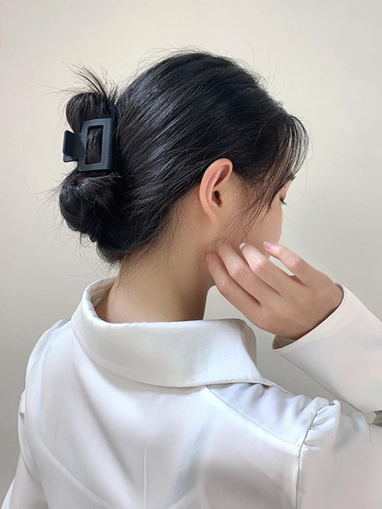 cái Vuốt tóc hình chữ nhật đơn giản cho nữ để trang trí tóc - màu đen - Xem 1