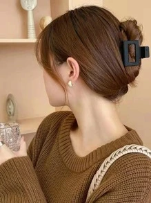 cái Vuốt tóc hình chữ nhật đơn giản cho nữ để trang trí tóc - màu đen - Xem 3