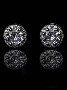 Nam Khối Zirconia  Trang trí Bông tai stud , Đối với Đồ trang sức Qủa tặng Và Buổi tiệc - Bạc - Xem 2