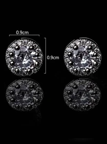 Nam Khối Zirconia  Trang trí Bông tai stud , Đối với Đồ trang sức Qủa tặng Và Buổi tiệc - Bạc - Xem 3