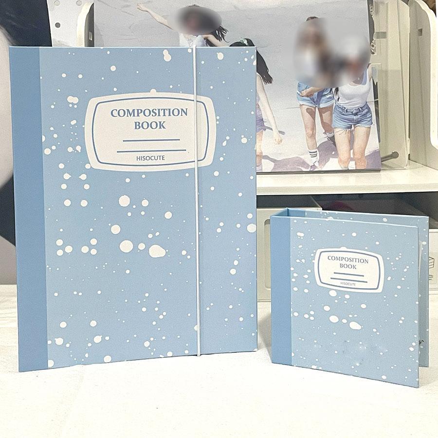 1pc Letter Graphic Photo Album & 20sheets Binder Pocket - Blue and White - View 1