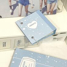 1pc Letter Graphic Photo Album & 20sheets Binder Pocket - Blue and White - View 7