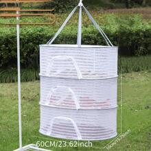 1 Giá Phơi Lưới Cá Gấp 1-3 Lớp, Lưới Sợi Polyester, Lưới Sấy Cá Treo, Cho Tôm, Cá, Rau Củ Thảo Mộc, Có Dây Kéo - trắng - Xem 6