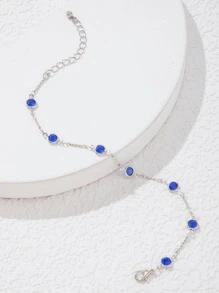 1Pc Ngẫu Nhiên Thời Trang Hợp Kim Kẽm Kim Cương Giả Trang Trí Vòng Chân Cho Nữ Trang Trí Hàng Ngày - Màu xanh lam - Xem 5