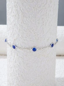 1Pc Ngẫu Nhiên Thời Trang Hợp Kim Kẽm Kim Cương Giả Trang Trí Vòng Chân Cho Nữ Trang Trí Hàng Ngày - Màu xanh lam - Xem 3